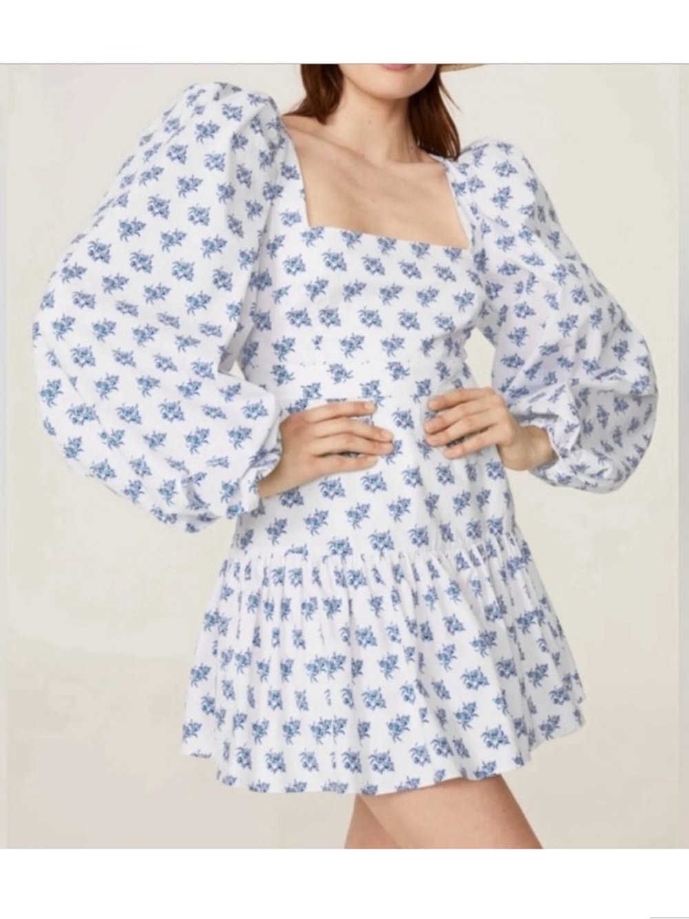 Caroline Constas Julian Mini Dress Blue Toile Size Medium 6206